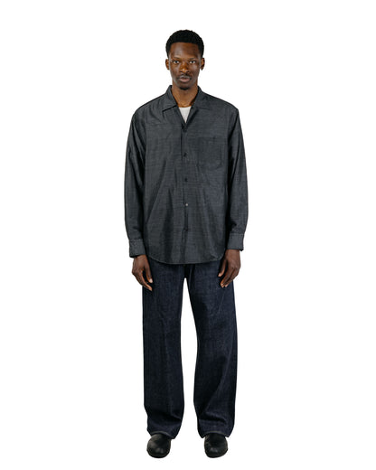 marka Silk/Wool Feather Twill Open Collar L/S Shirt Gray