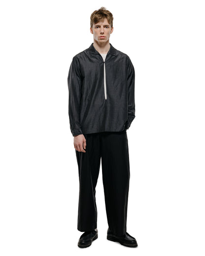 lost & found MARKAWARE marka Skipper Shirt Wool Silk Feather Cloth Charcoal Stripe