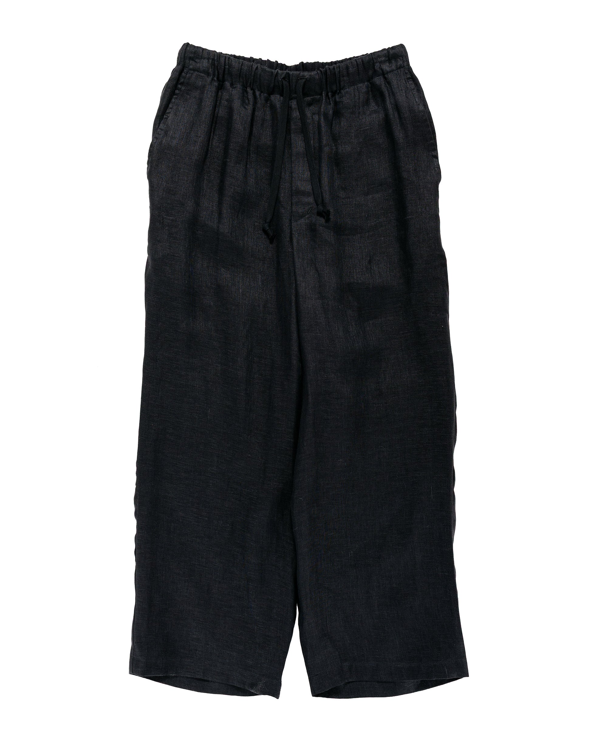 marka Wide Cylinder Fit Easy Pants Linen Gauze Double Cloth Black