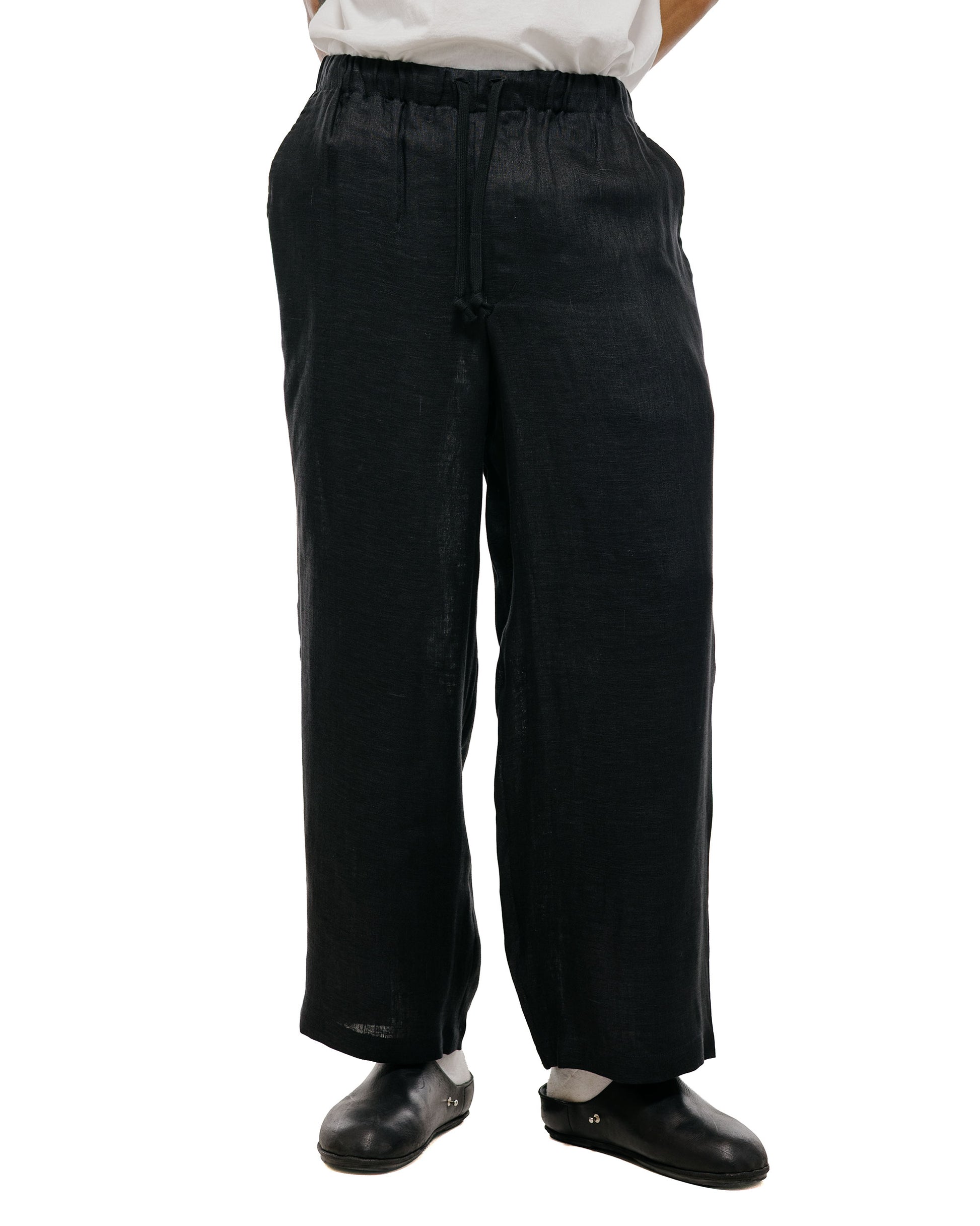 marka Wide Cylinder Fit Easy Pants Linen Gauze Double Cloth Black