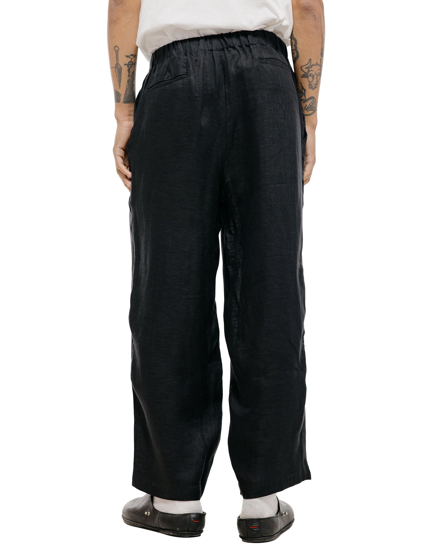 marka Wide Cylinder Fit Easy Pants Linen Gauze Double Cloth Black