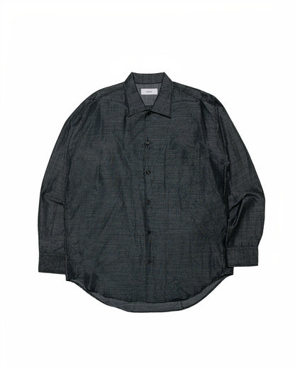 marka Silk/Wool Feather Twill Open Collar L/S Shirt Gray