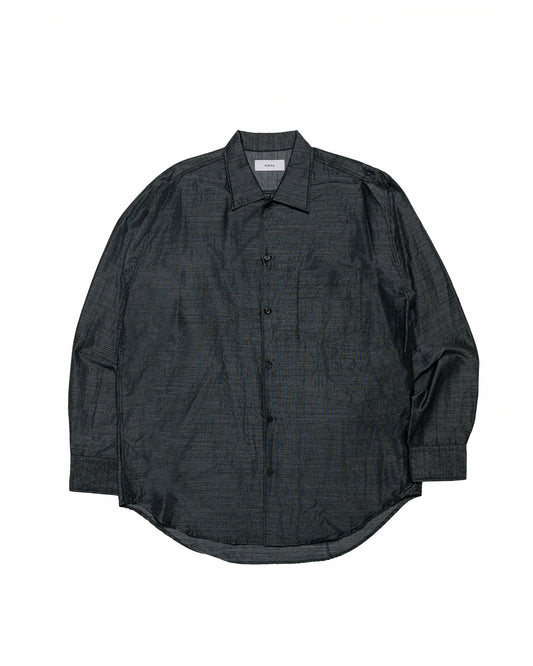 marka Silk/Wool Feather Twill Open Collar L/S Shirt Gray