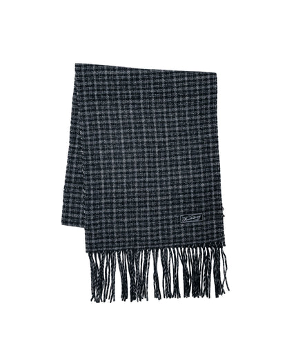 mfpen Facade Fringe Scarf Charcoal Fence Check