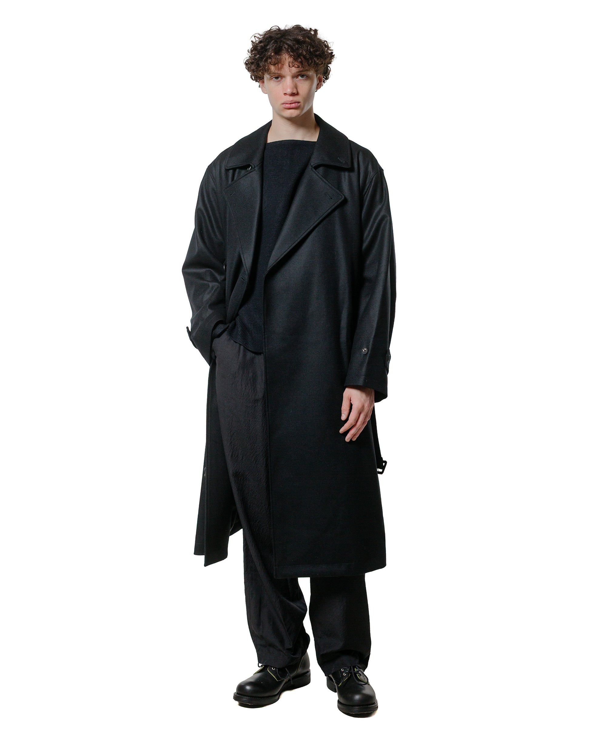 ssstein Extra Fine Wool Knit Boat Neck LS Black