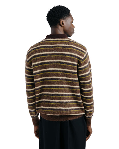 ssstein Kid Mohair Ribbed Knit Polo LS Brown Multi