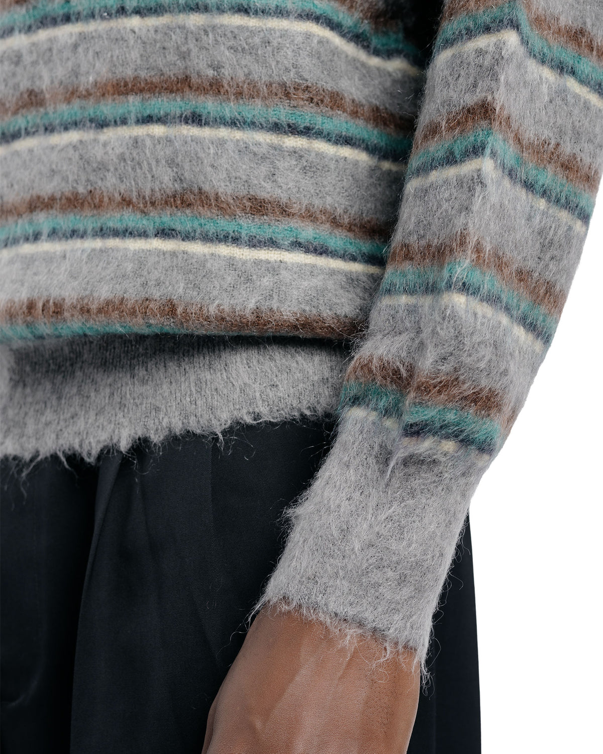 ssstein Kid Mohair Ribbed Knit Polo LS Grey Multi