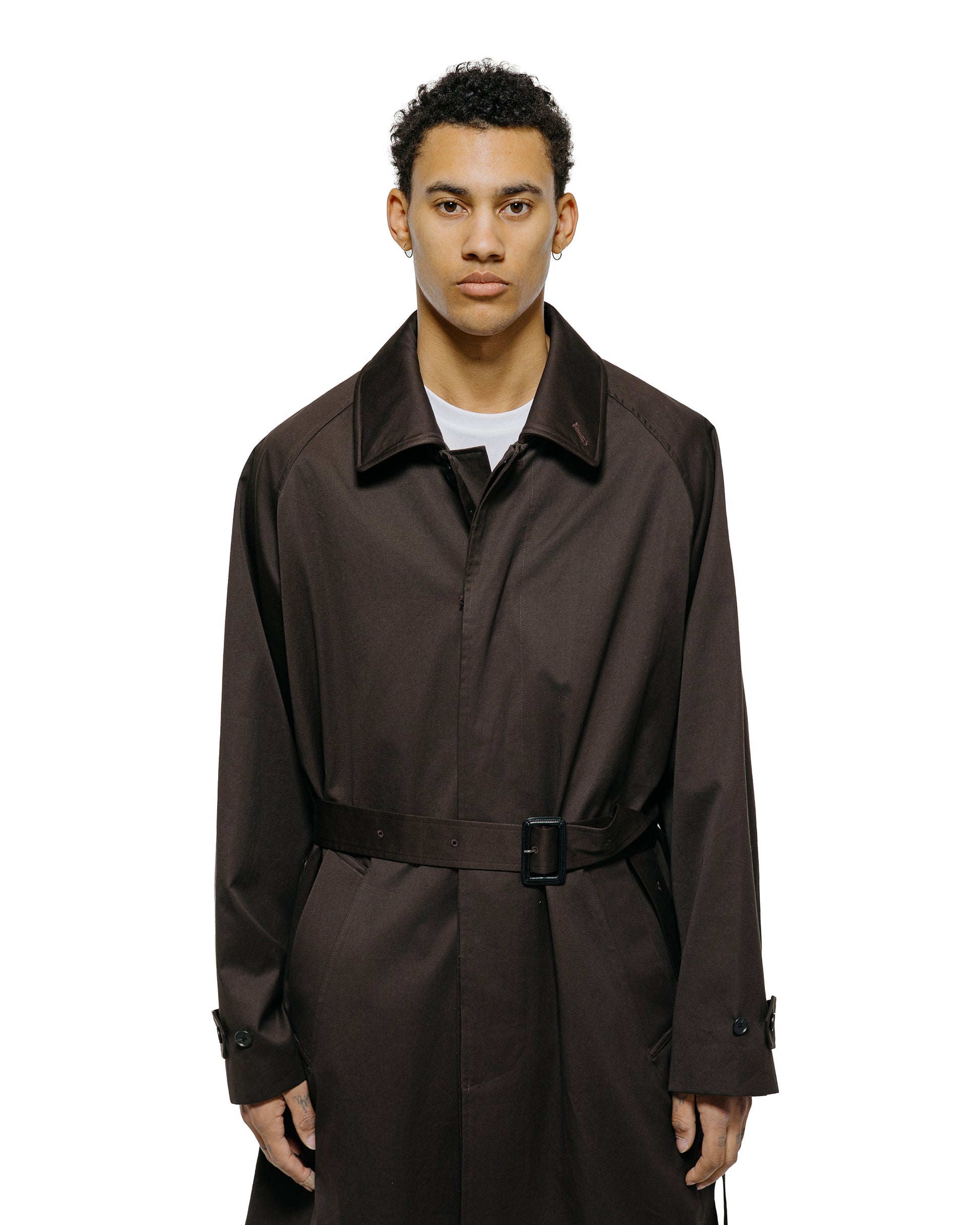 lost & found ssstein ssstein Oversized Layered Combination Coat Dark Brown
