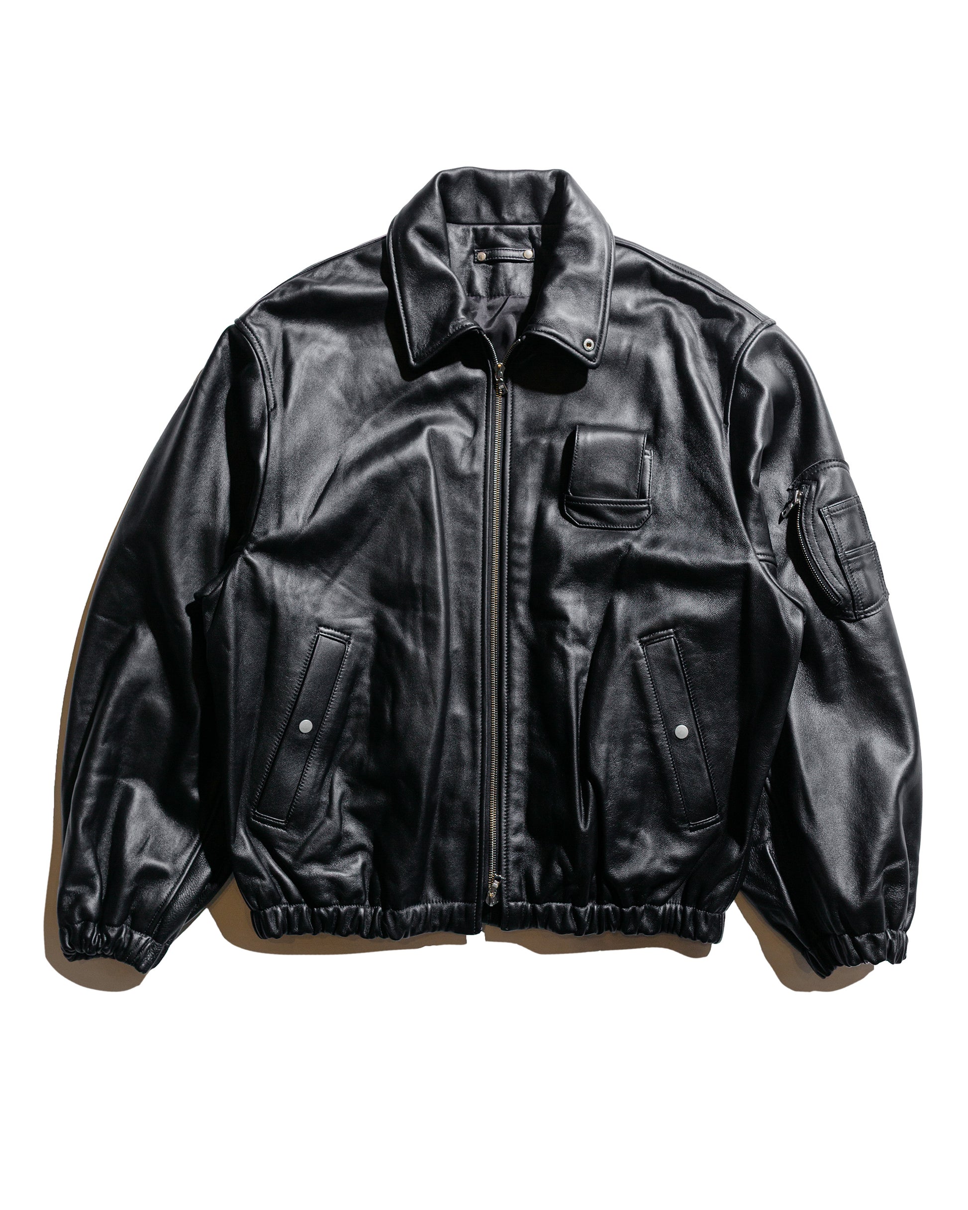 ssstein Sheep Leather Flight Jacket Black