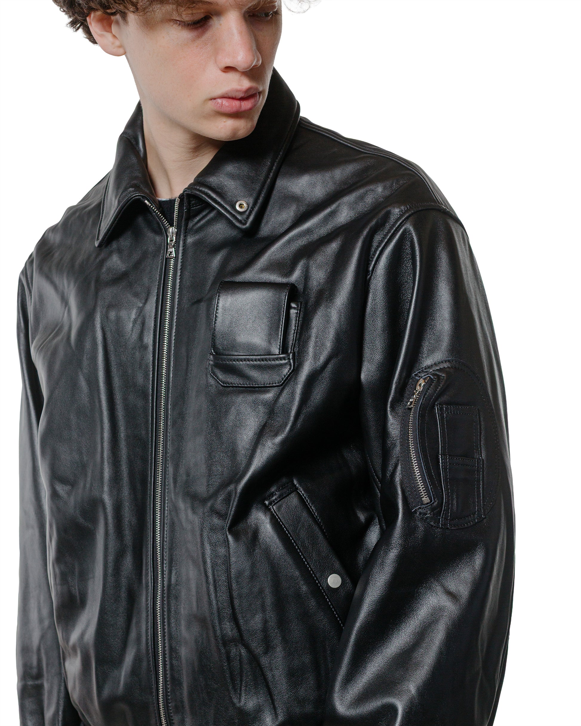 ssstein Sheep Leather Flight Jacket Black