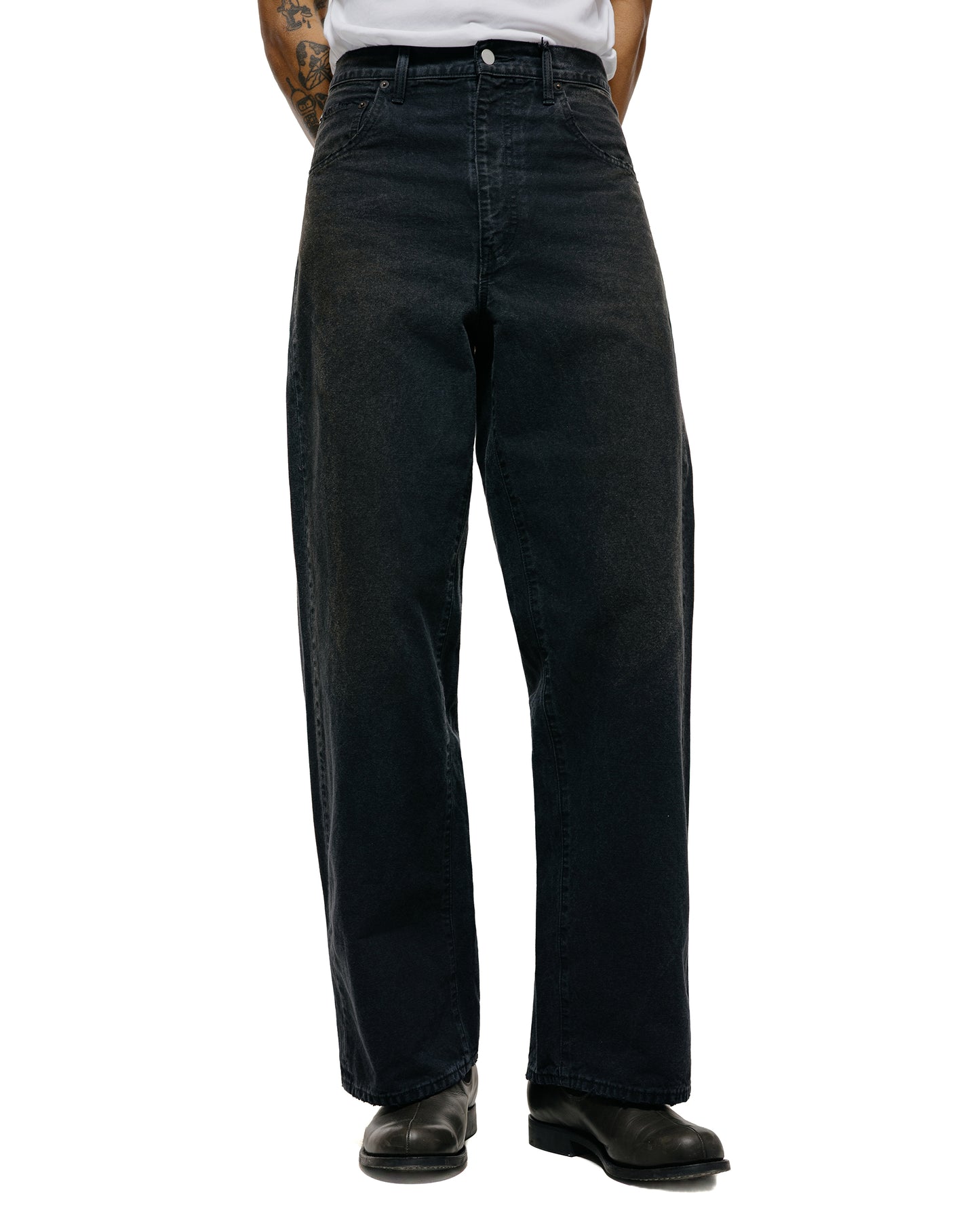 lost & found ssstein ssstein Sulfur Dyed Oxford Vintage Wide Pants Black