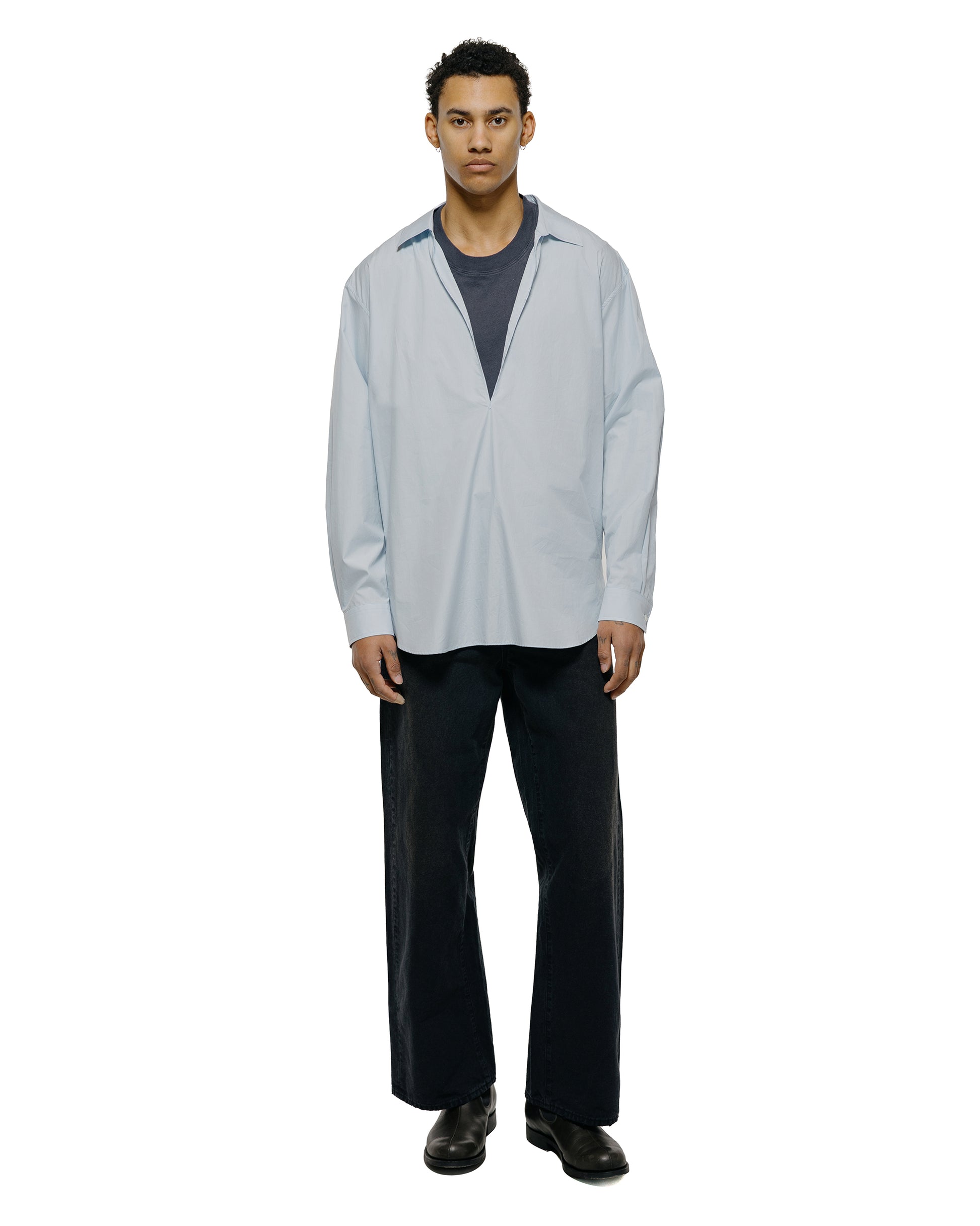 lost & found ssstein ssstein Suvin Cotton Oversized Skipper Shirt Off Blue