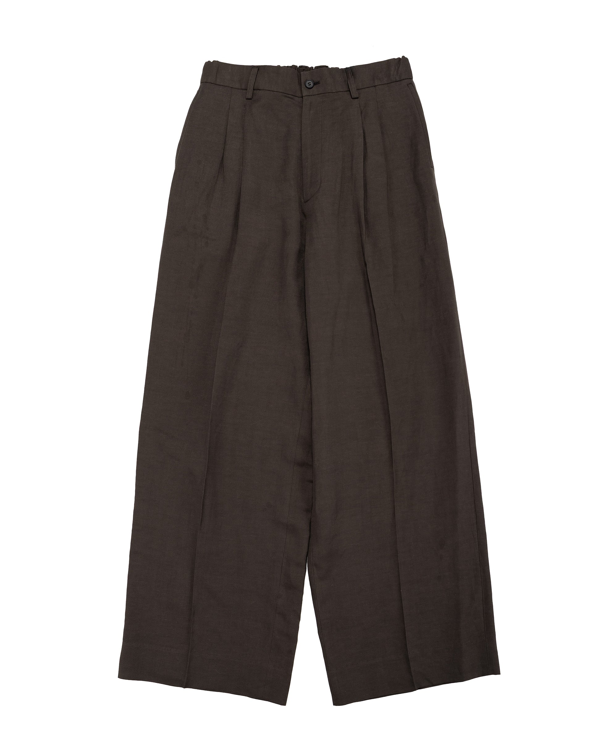 lost & found ssstein ssstein Viscose/Linen/Rayon Twill Easy Long Wide Trousers Khaki Brown