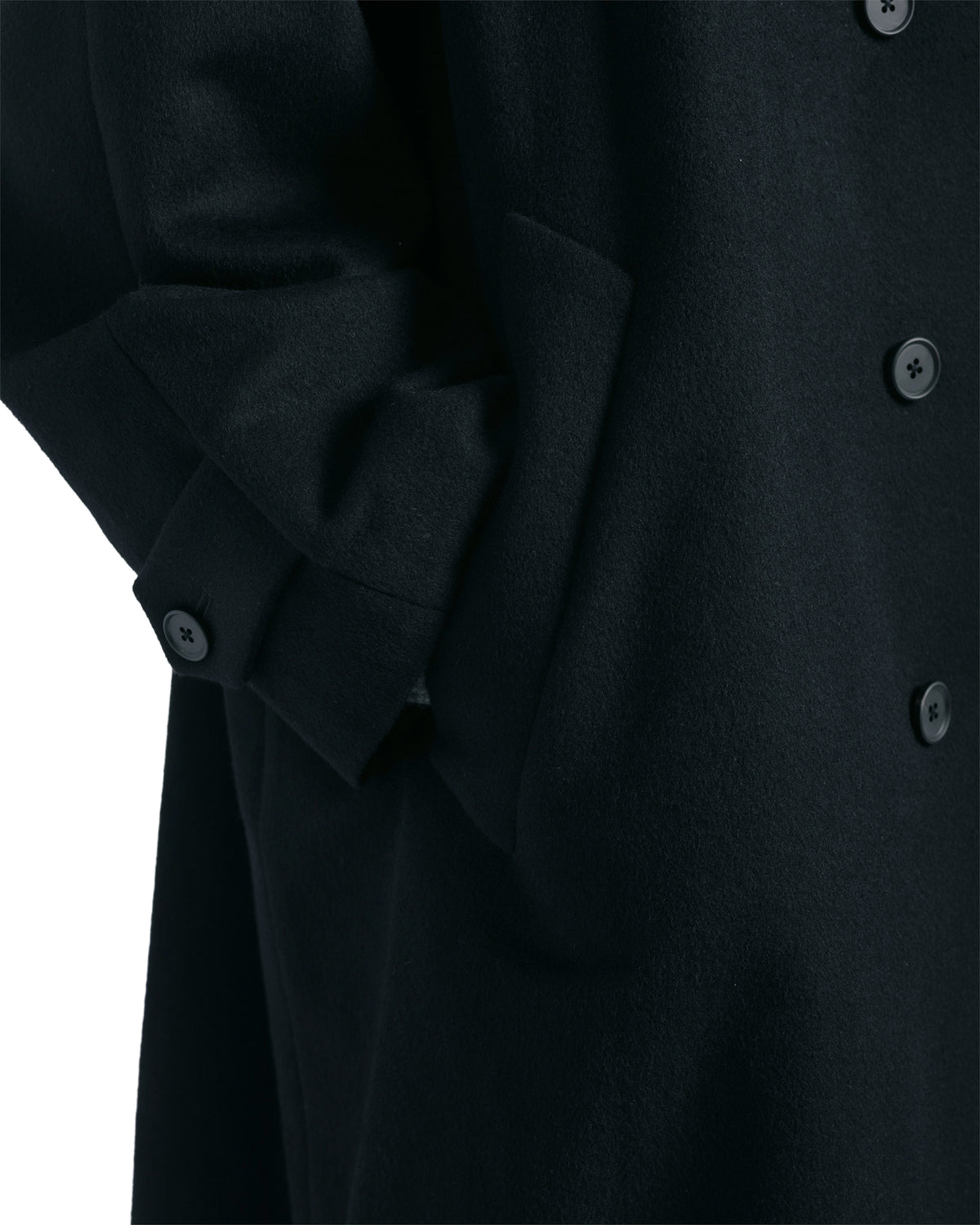 ssstein Wool Cashmere Raglan Sleeve Balmacaan Coat Black