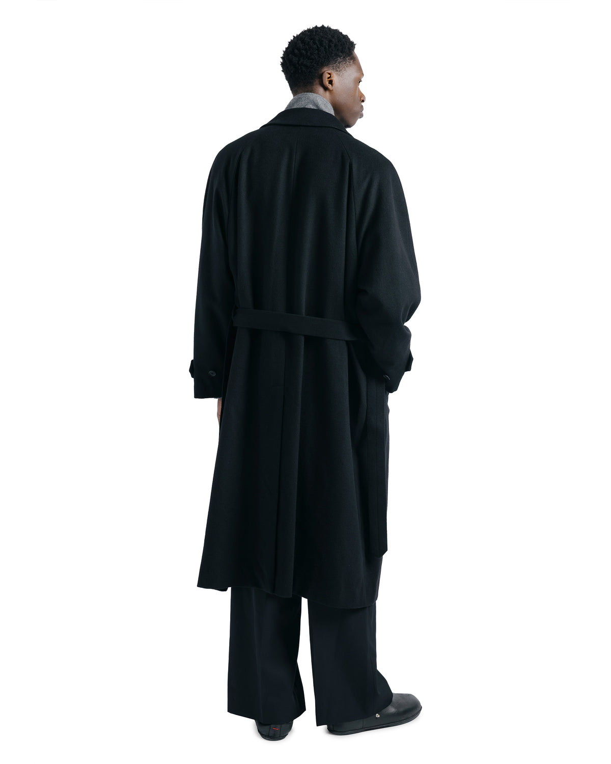 ssstein Wool Cashmere Raglan Sleeve Balmacaan Coat Black