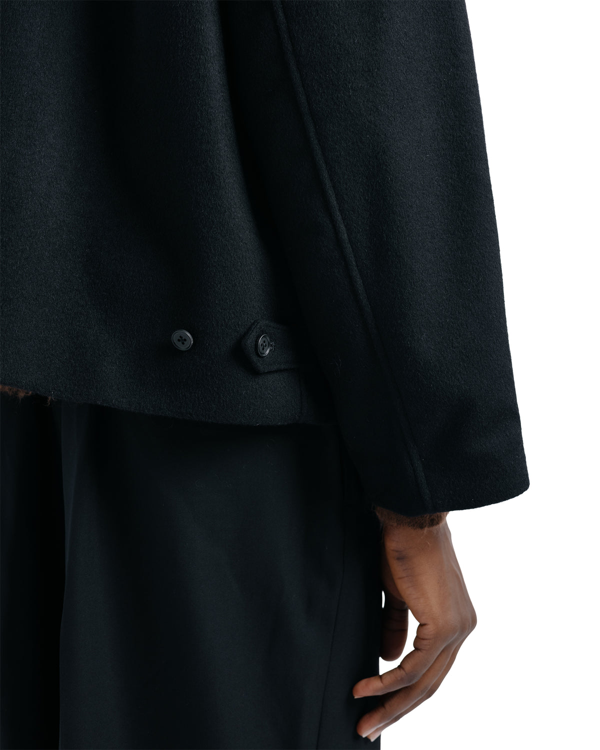 ssstein Wool Cashmere Zip Short Jacket Black