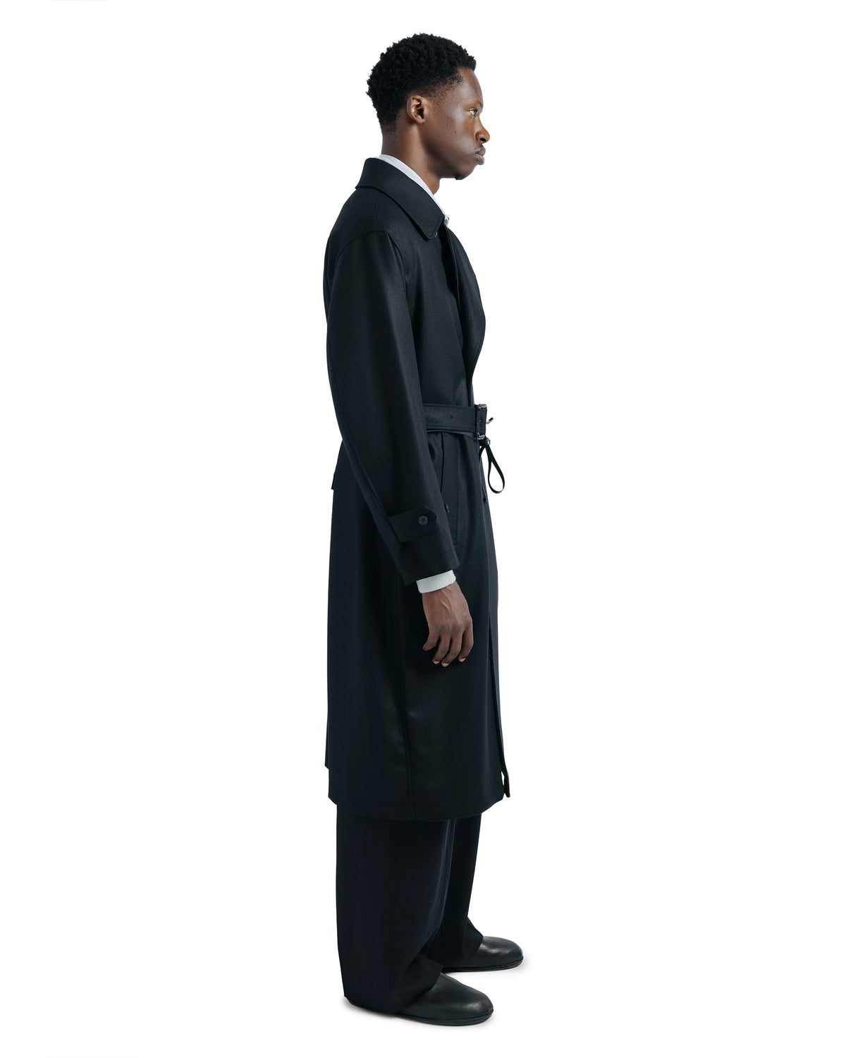 ssstein Wool Melton Oversized Double Breasted Coat Black