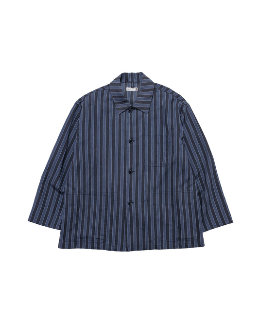 lost & found tss ts(s) Jacket Shirt Bold Stripe Viscose/Polyester Cloth Navy