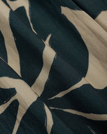 lost & found tss ts(s) Open Collar Short Sleeve Shirt Leaf Print Viscose Cloth Navy