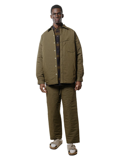 lost & found tss ts(s) Padded Baggy Fit Shirt Viscose/Nylon Stripe Cloth Dark Olive