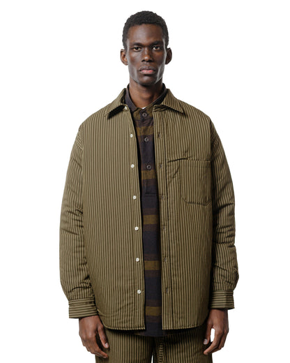 lost & found tss ts(s) Padded Baggy Fit Shirt Viscose/Nylon Stripe Cloth Dark Olive