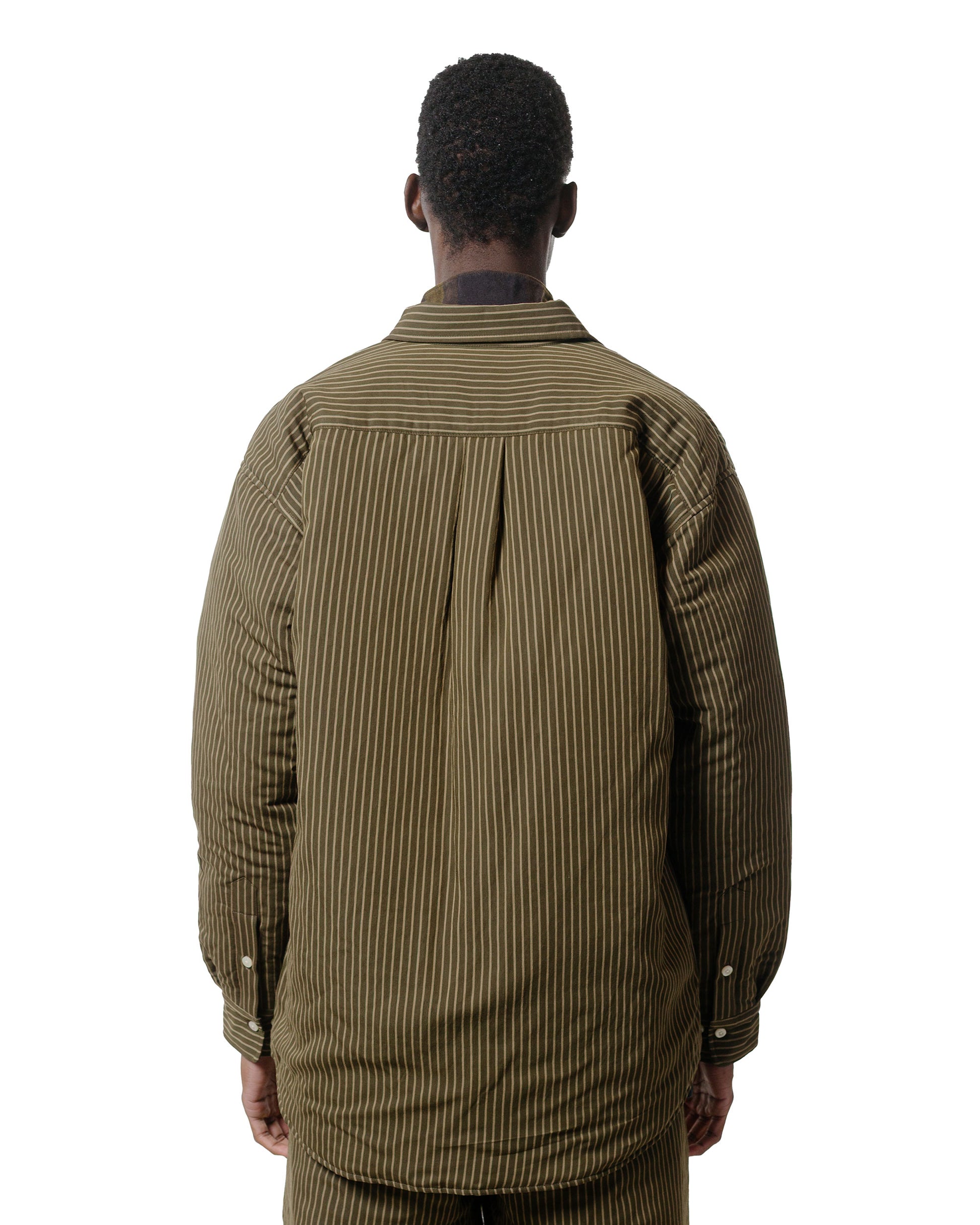 lost & found tss ts(s) Padded Baggy Fit Shirt Viscose/Nylon Stripe Cloth Dark Olive
