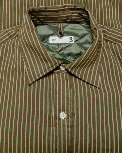 lost & found tss ts(s) Padded Baggy Fit Shirt Viscose/Nylon Stripe Cloth Dark Olive
