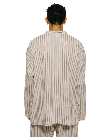 lost & found tss ts(s) Pullover Work Shirt Jacket Rustic Stripe Cotton Mesh Cloth Brown