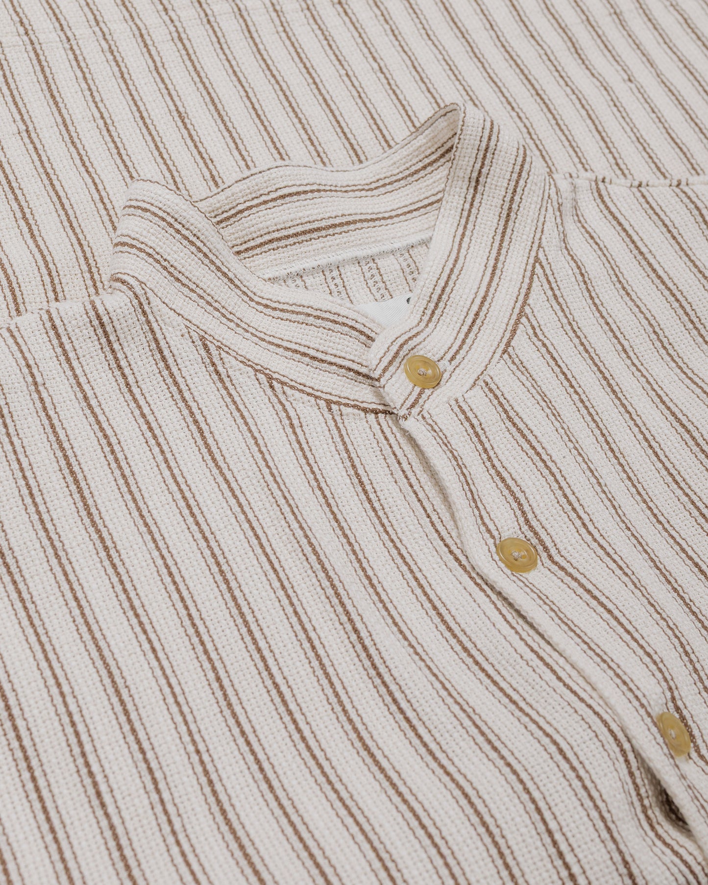 lost & found tss ts(s) Pullover Work Shirt Jacket Rustic Stripe Cotton Mesh Cloth Brown