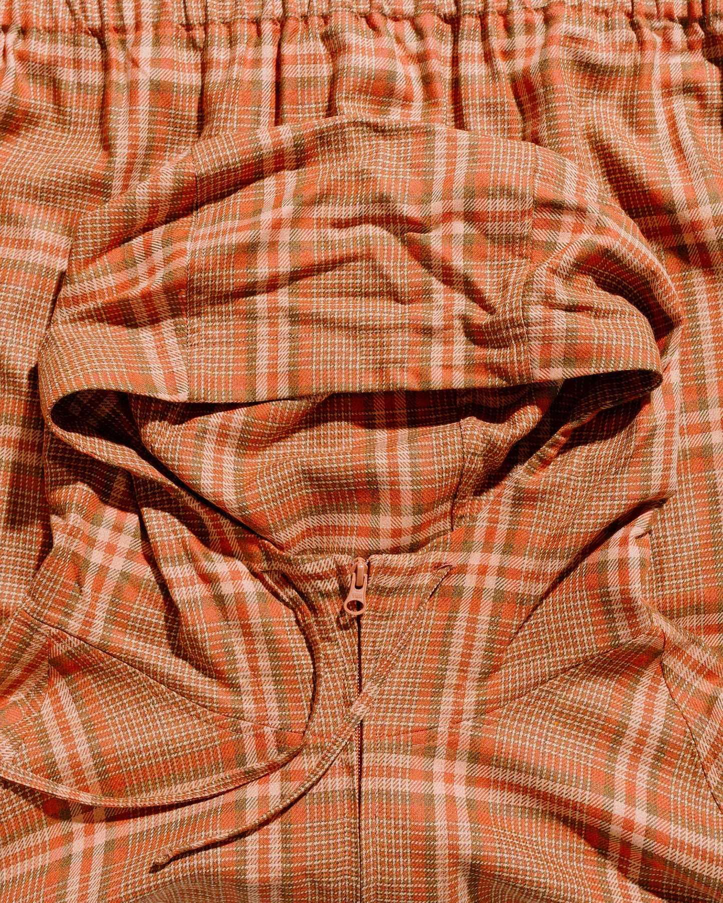 lost & found tss ts(s) Raglan Sleeve Zip Front Parka Big Plaid Viscose/Polyester Cloth Red