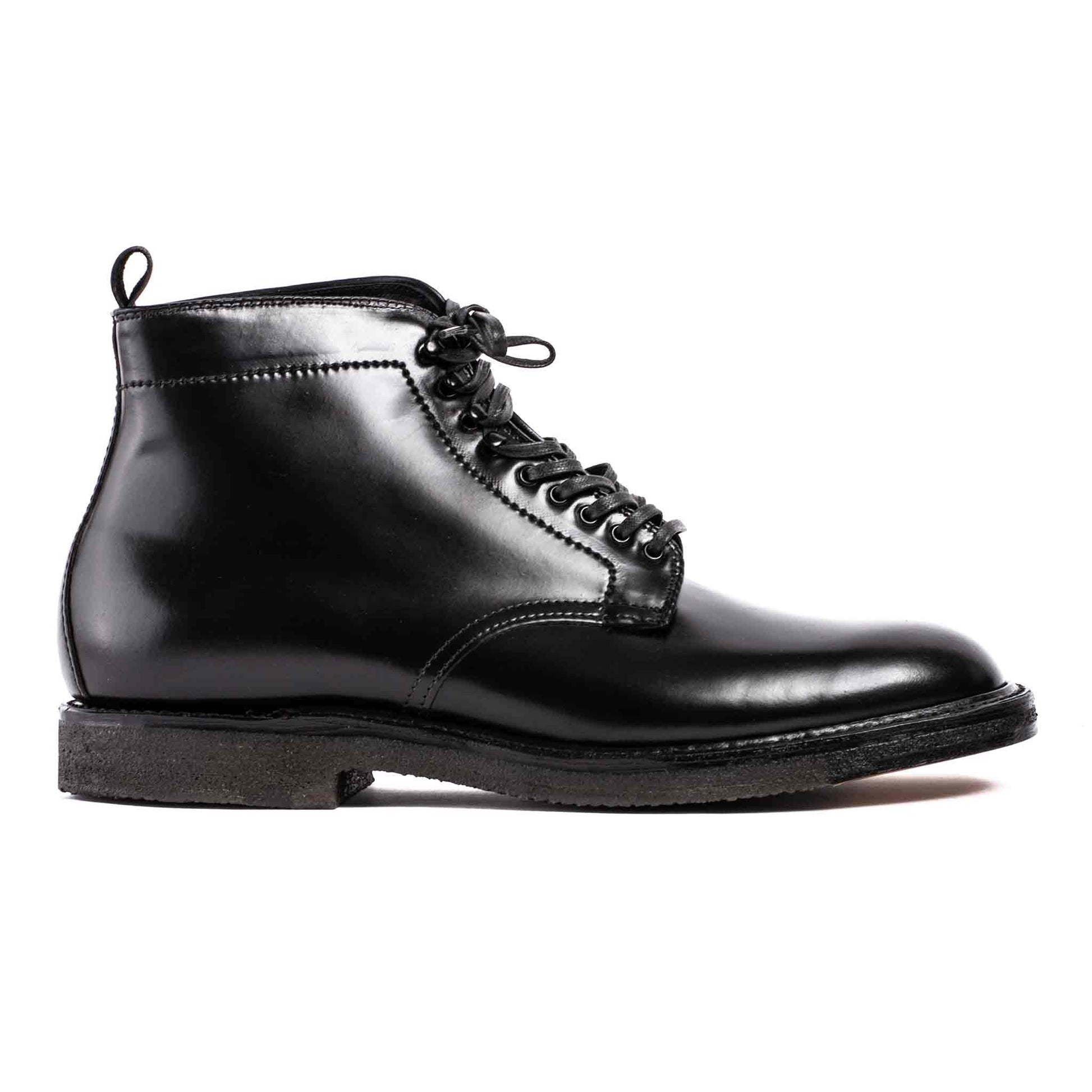 lost & found Alden Alden Black Cordovan Plain Toe Boot with Crepe Sole