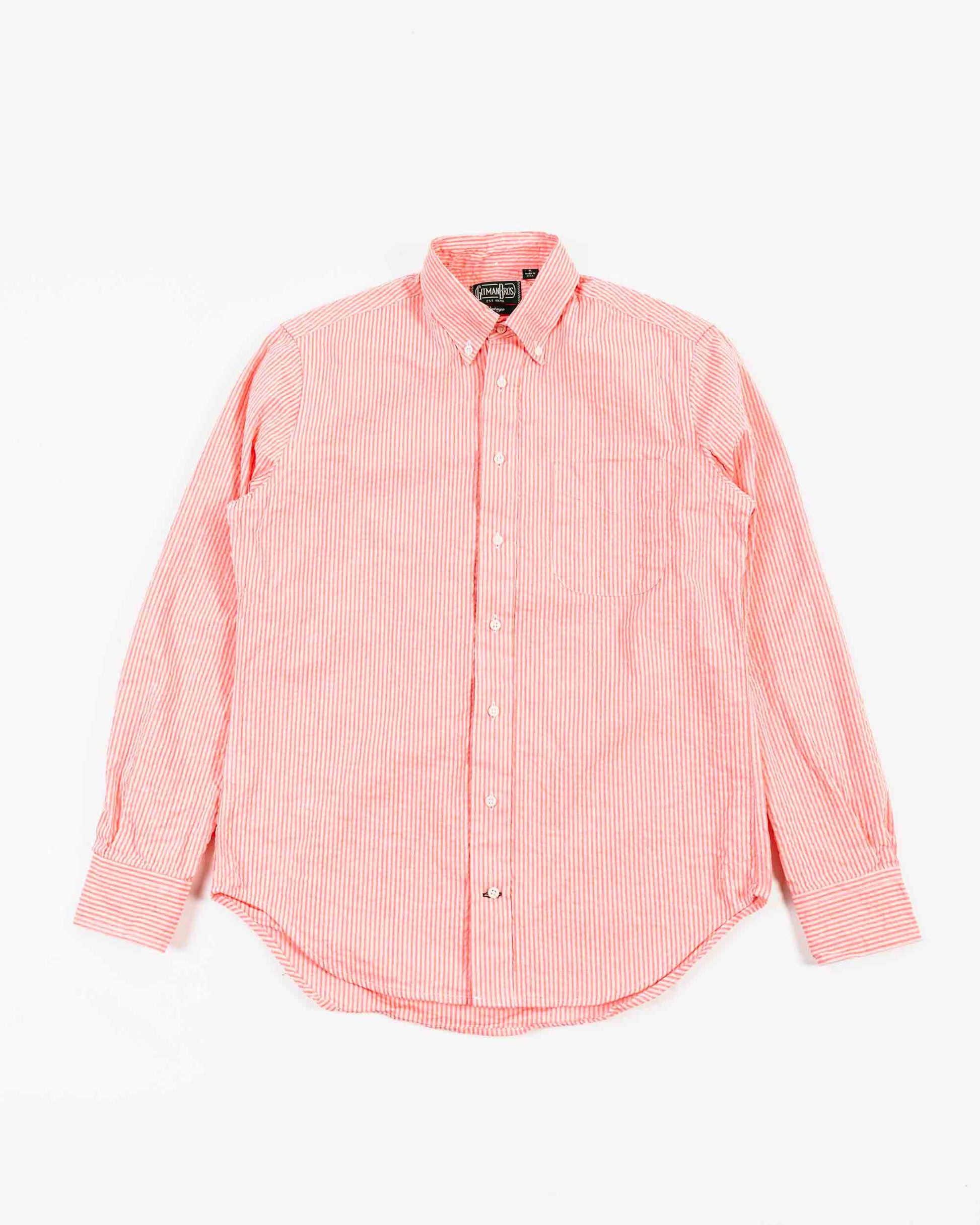 lost & found Gitman Vintage Bros. Gitman Vintage Bros. Red Tonal Stripe Seersucker Shirt