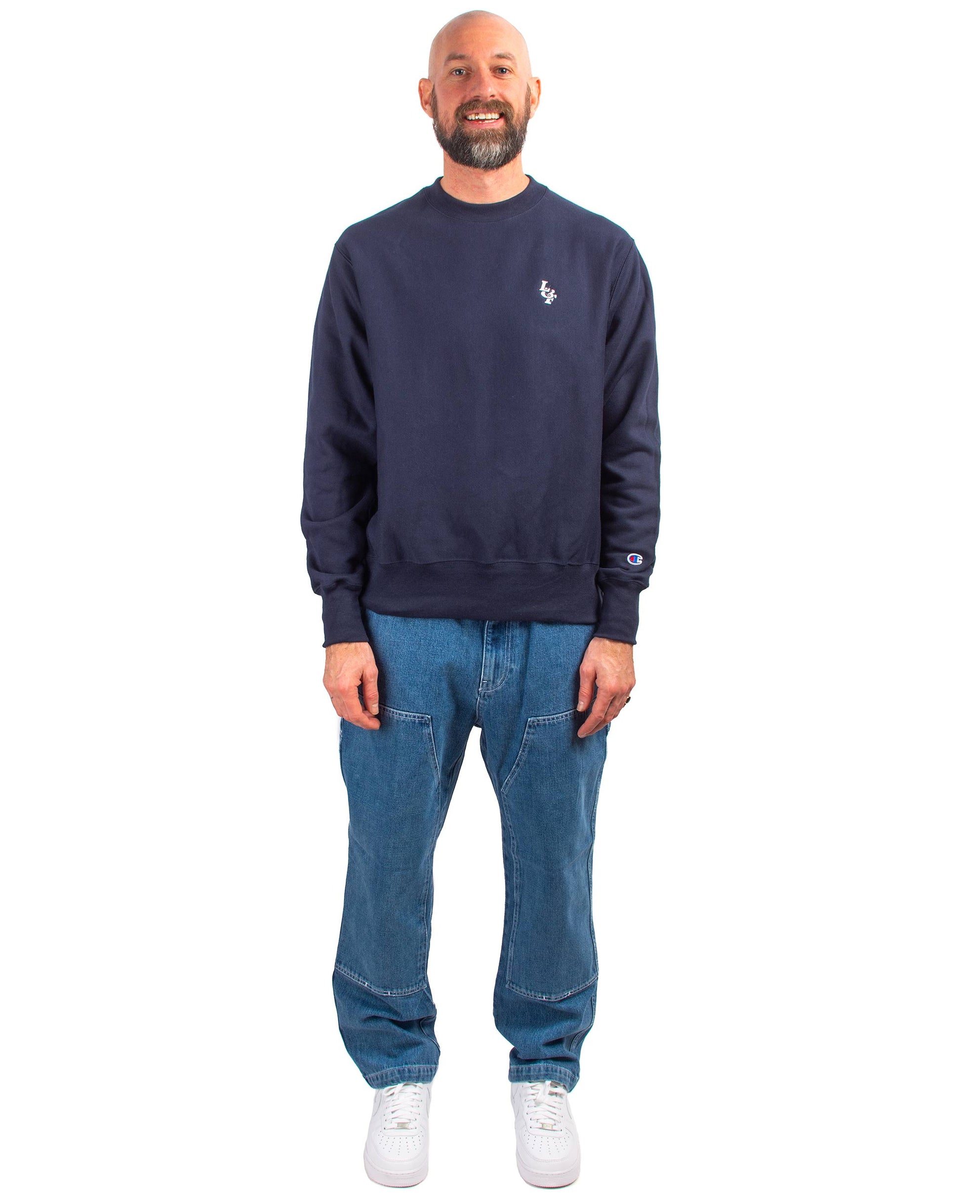 lost & found Lost & Found Lost & Found Reverse Weave Crewneck Navy
