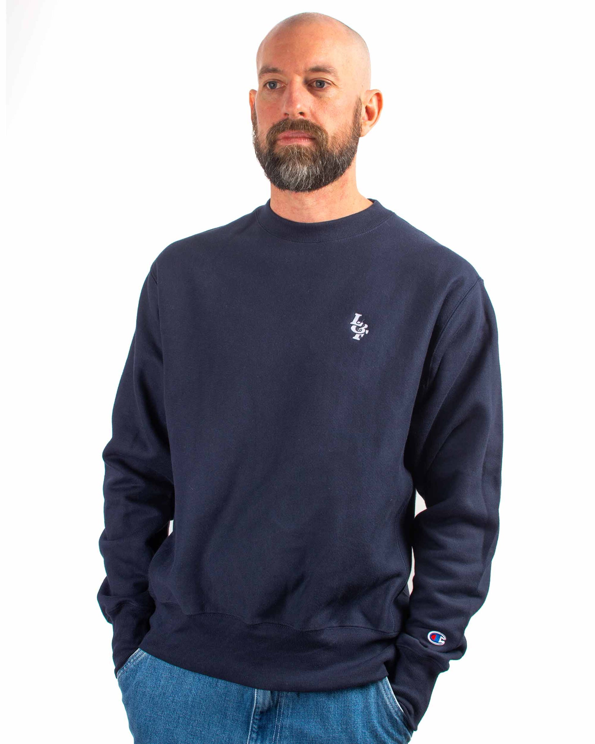 lost & found Lost & Found Lost & Found Reverse Weave Crewneck Navy