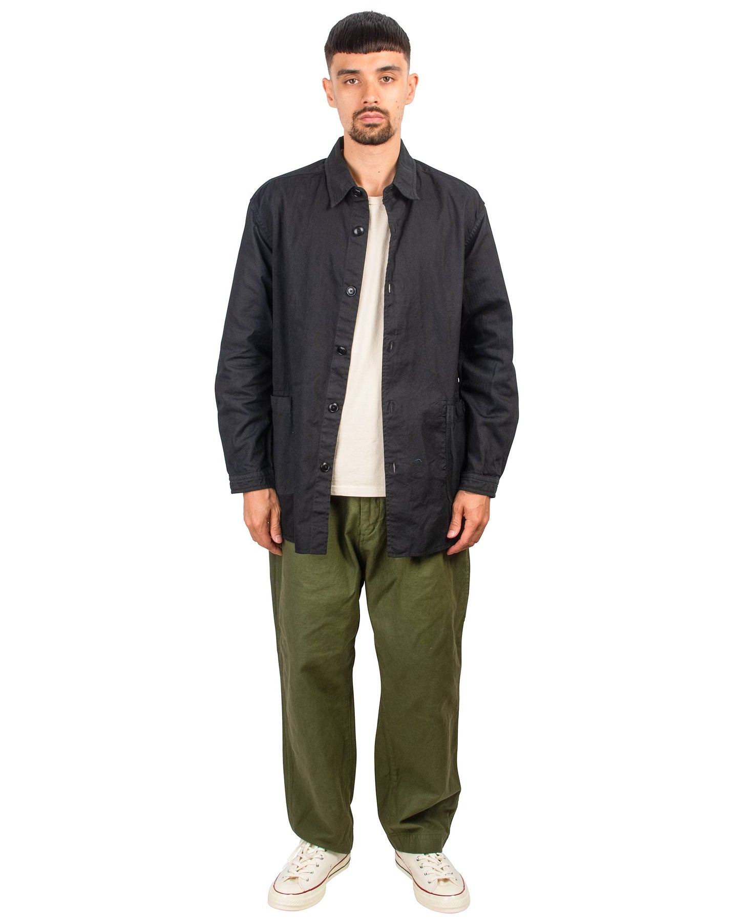 lost & found Sage de Cret Sage de Cret 9/10 Length One-Tuck Wide Pants Olive Cotton/Linen Back Satin