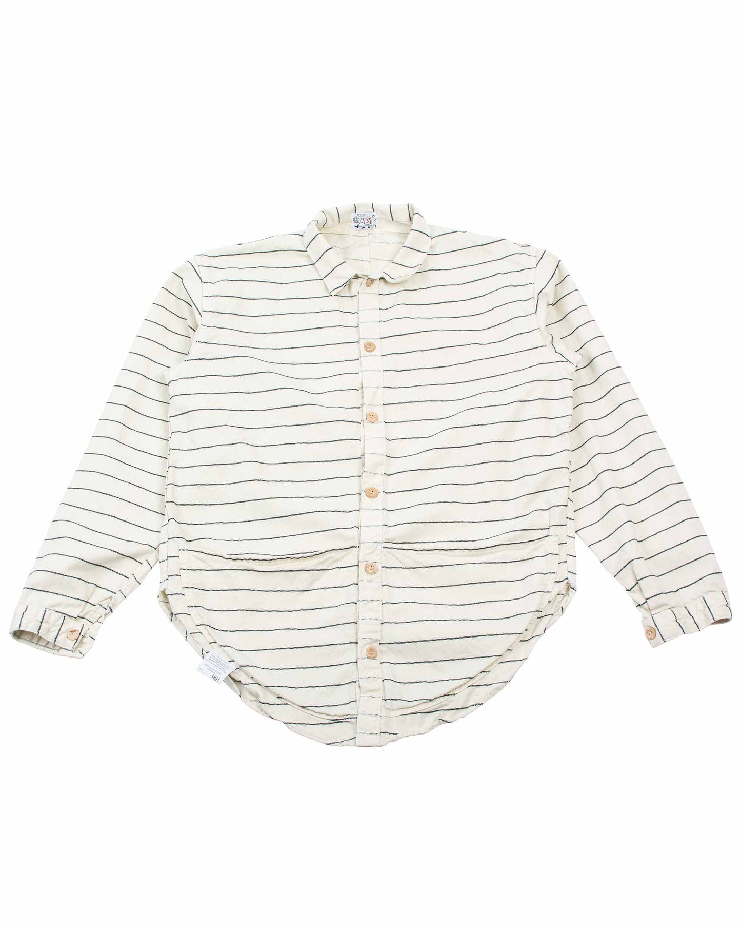 lost & found Tender Tender Type 441 Compass Pocket Shirt Inverse Butcher's Stripe Cotton Twill Rinsed Ecru