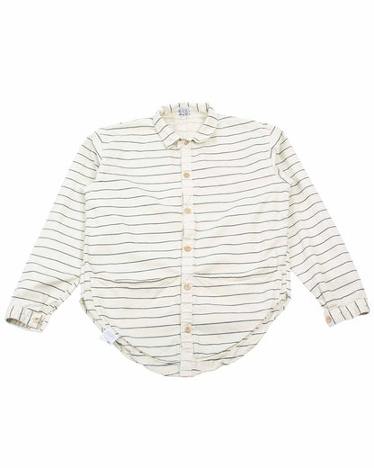 lost & found Tender Tender Type 441 Compass Pocket Shirt Inverse Butcher's Stripe Cotton Twill Rinsed Ecru
