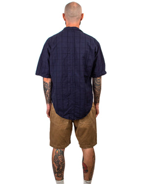 Tender Type 443 Short Sleeve Compass Pocket Shirt Beekeeper's Check Cotton Calico Hadal Blue Back