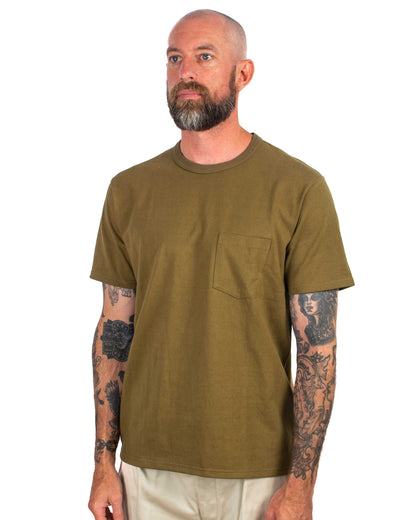 The Real McCoy's MC22006 Pocket Tee Olive Close