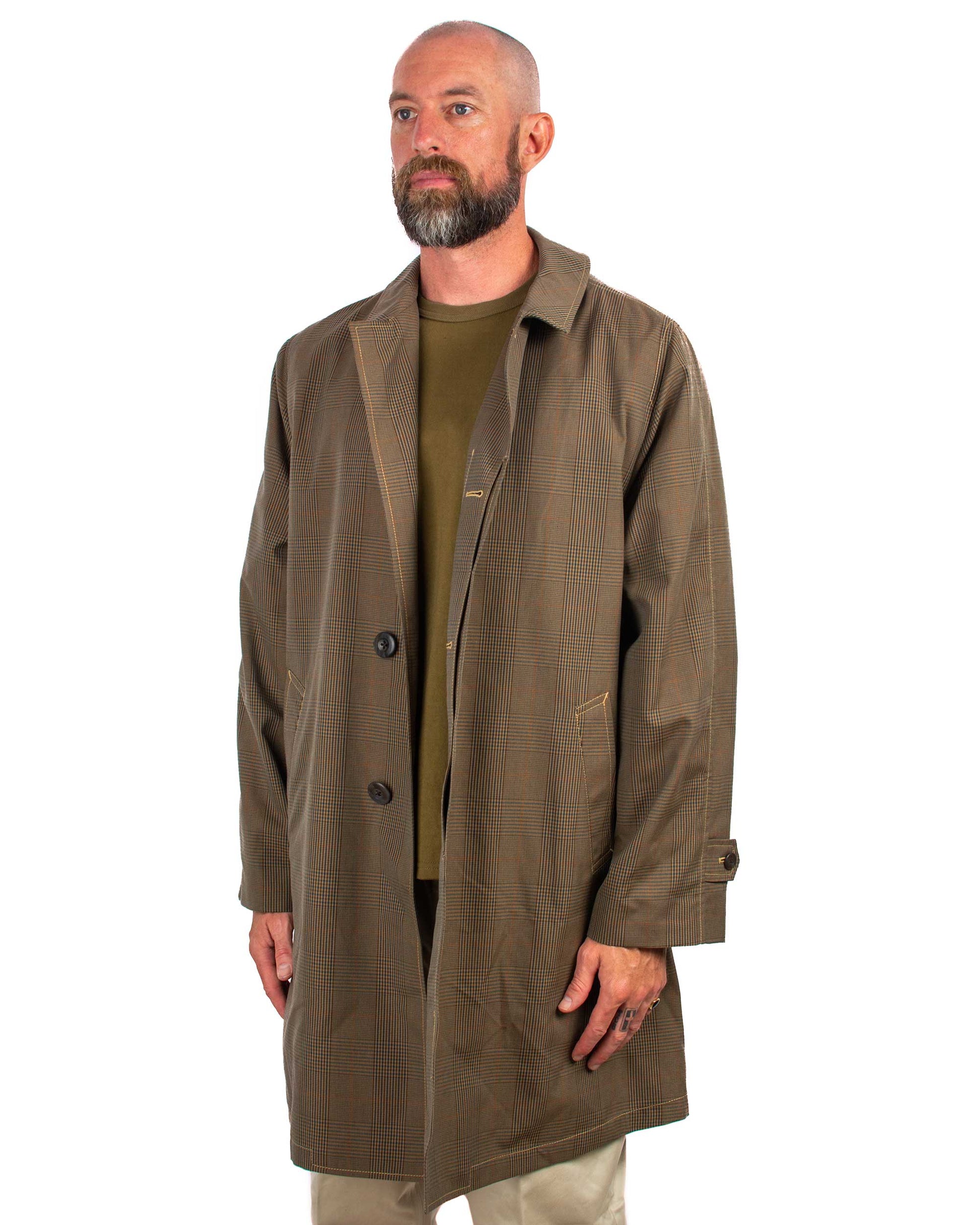 lost & found The Real McCoy's The Real McCoy's MJ22017 Plaid-Check Rain Weather Coat Brown