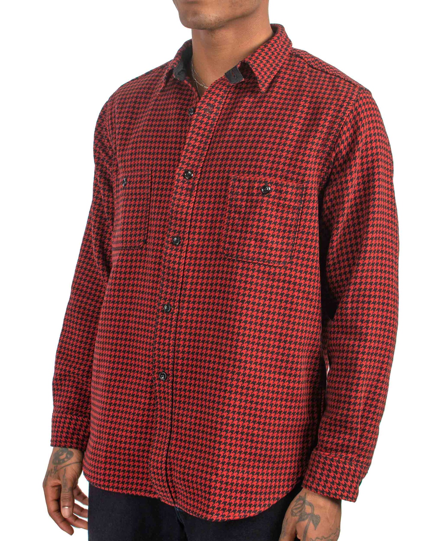 lost & found The Real McCoy's The Real McCoy's MS21102 8HU Houndstooth Flannel Shirt Red