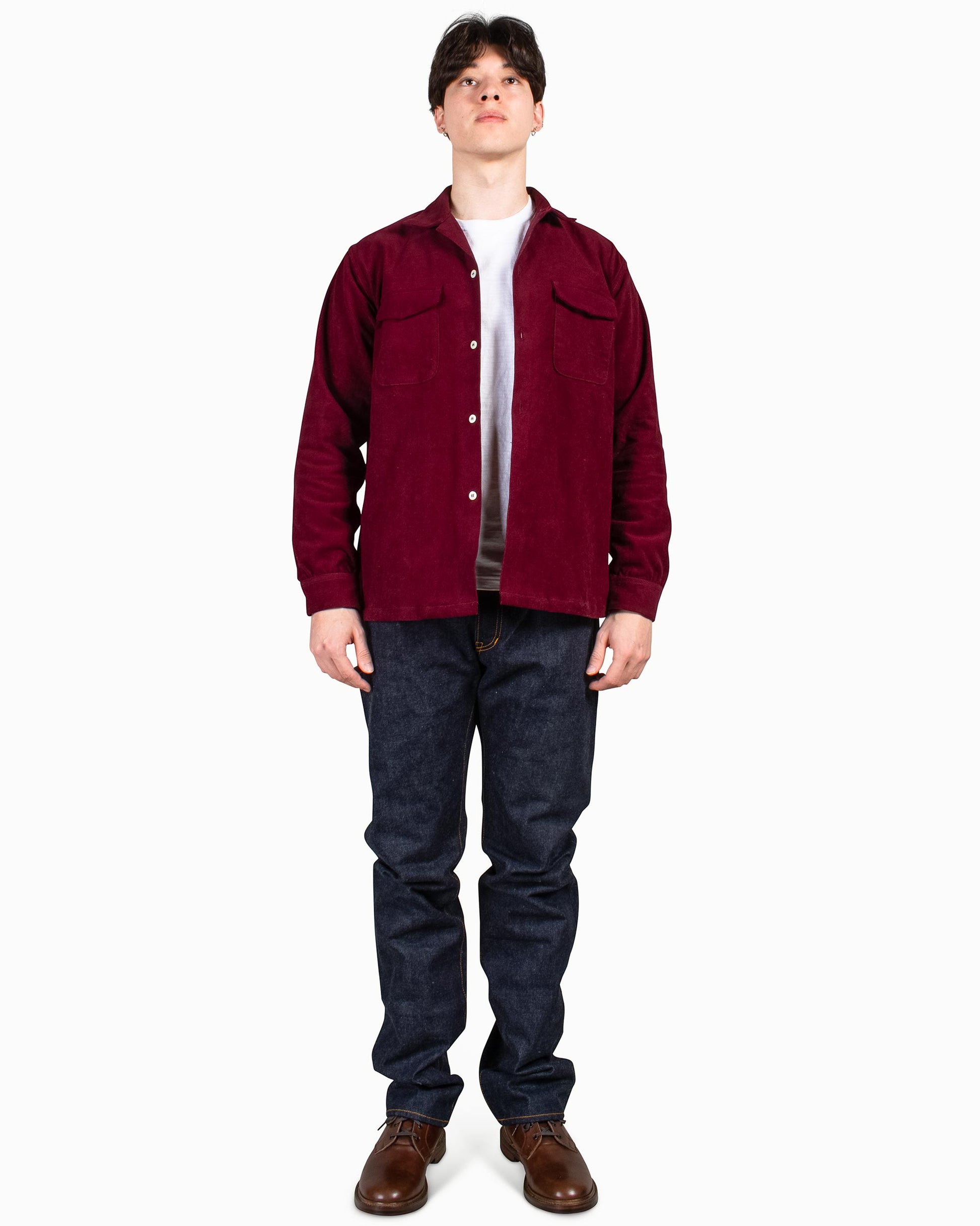 lost & found The Real McCoy's The Real McCoy's MS22102 Corduroy Open Collar Shirt Burgundy
