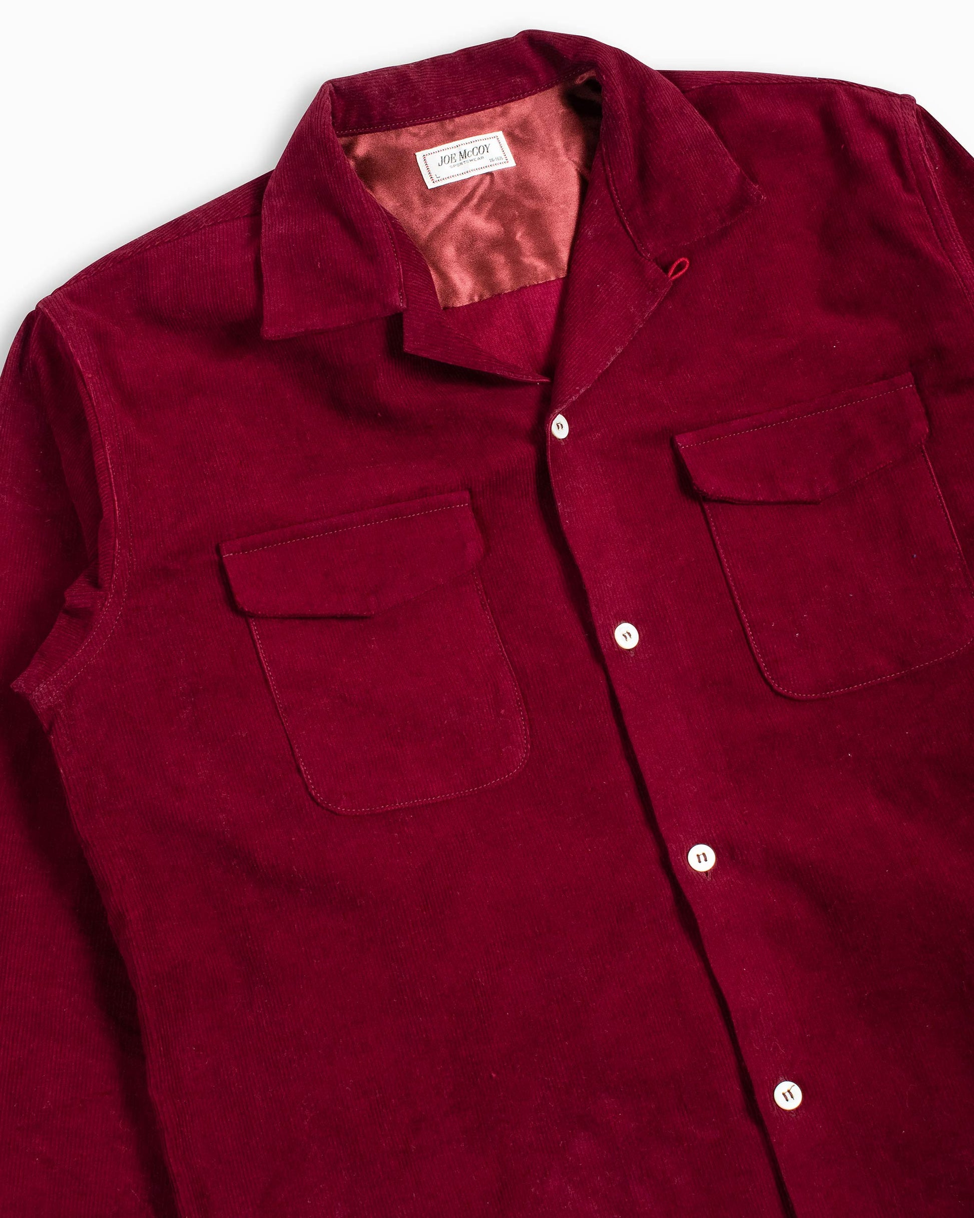 lost & found The Real McCoy's The Real McCoy's MS22102 Corduroy Open Collar Shirt Burgundy