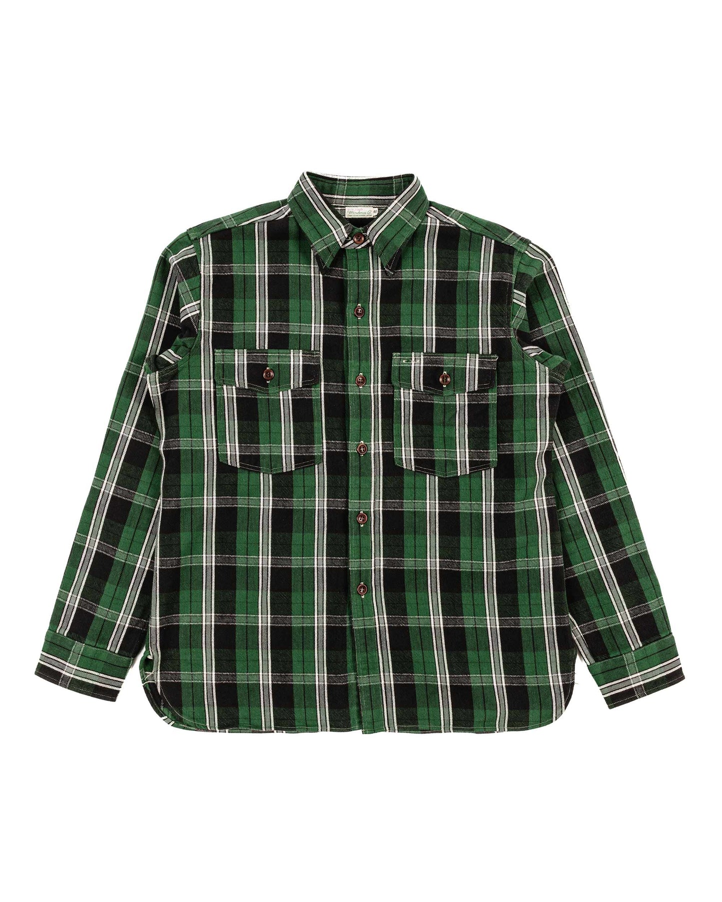 lost & found Warehouse Warehouse Lot. 3022 Flannel Shirt With Chinstrap G Pattern Green (One Wash)