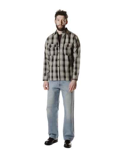lost & found Warehouse Warehouse Lot. 3022 Flannel Shirt With Chinstrap G Pattern Grey (One Wash)