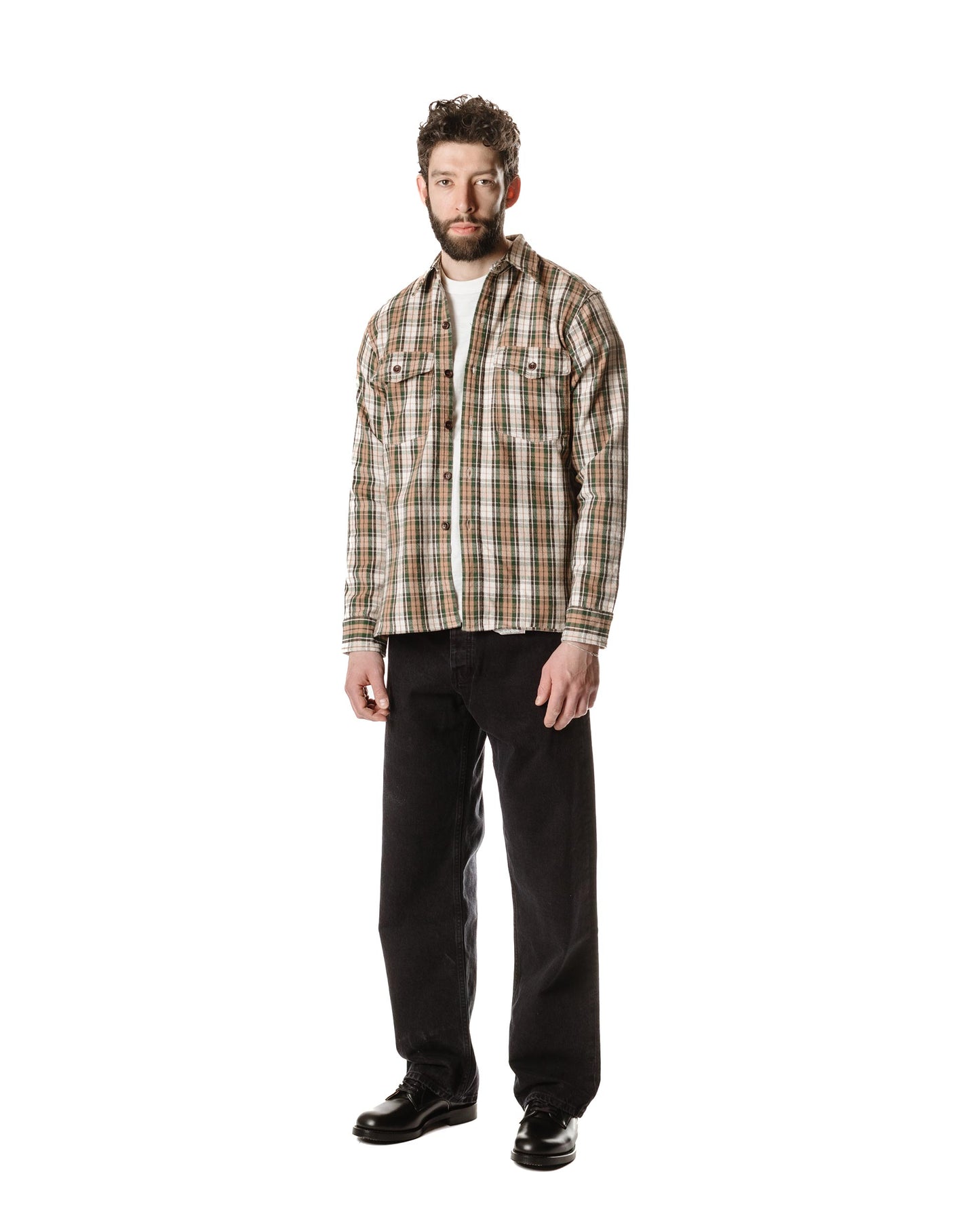 lost & found Warehouse Warehouse Lot. 3022 Flannel Shirt With Chinstrap H Pattern Salmon (One Wash)