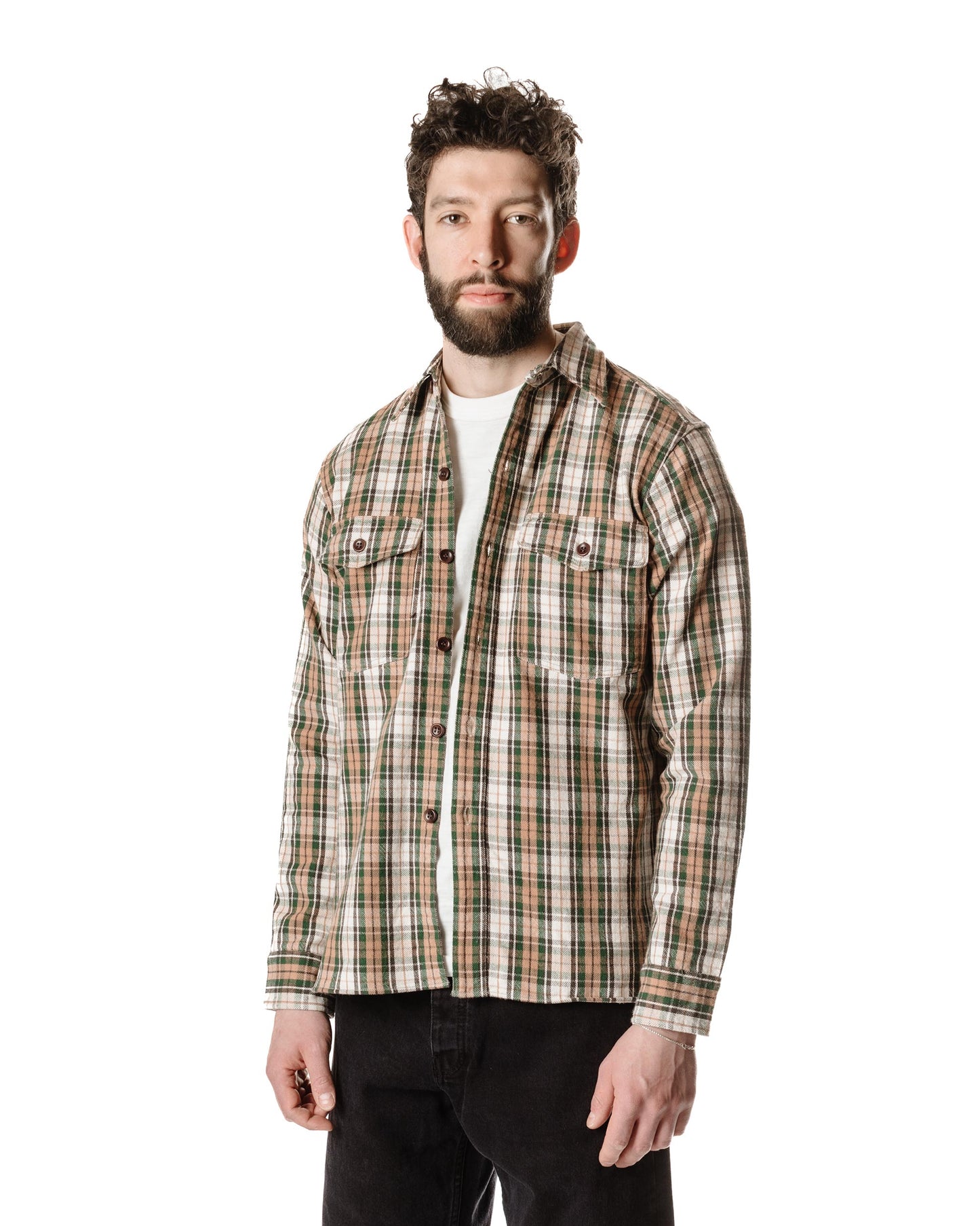lost & found Warehouse Warehouse Lot. 3022 Flannel Shirt With Chinstrap H Pattern Salmon (One Wash)