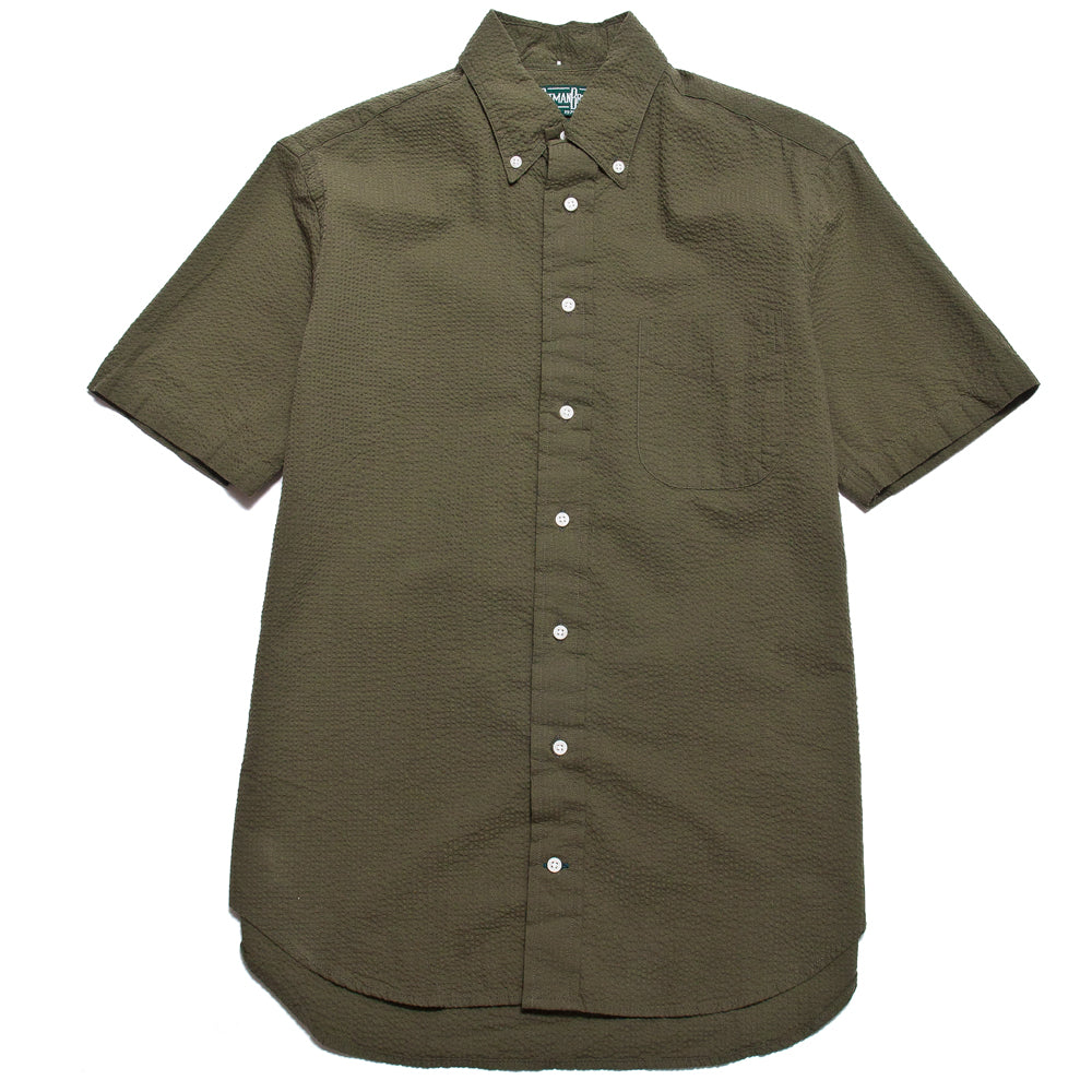 Gitman Vintage Bros. Navy Seersucker Shirt at shoplostfound, neck